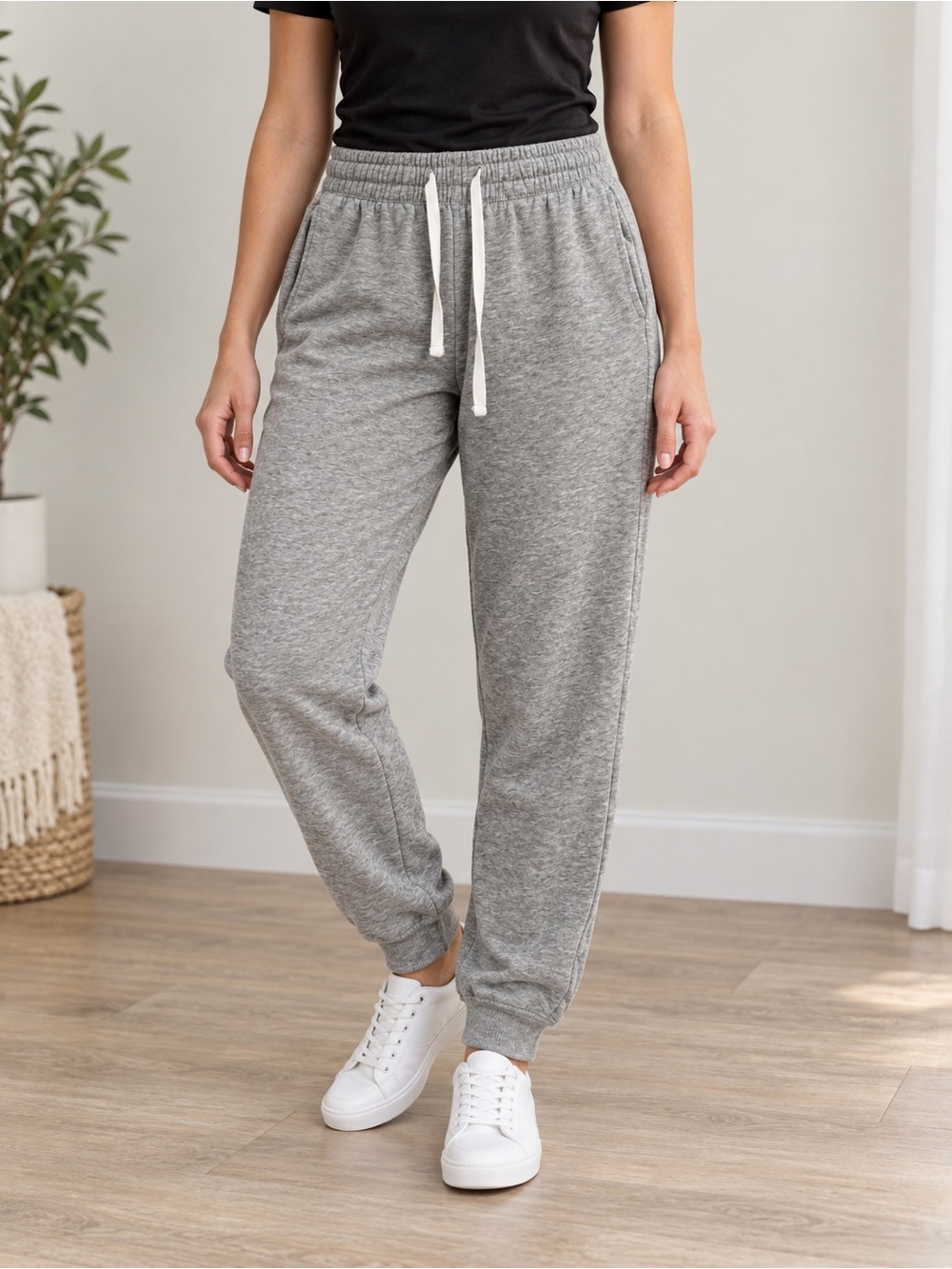 H&M Women's Light Gray Drawstring Jogger Pants